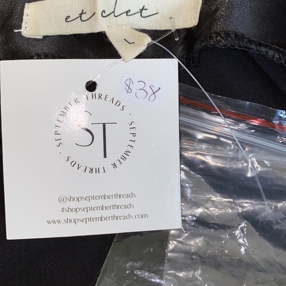 Et Clet black top with faux rhinestone straps size L NWT - Picture 8 of 8